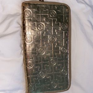 Tory Burch Gold Large Clutch/Wallet